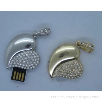 Carausb new crystal jewelry wholesale diamond heart-shaped jewelry Usb disk flash drive 8GB Wedding Gifts custom LOGO